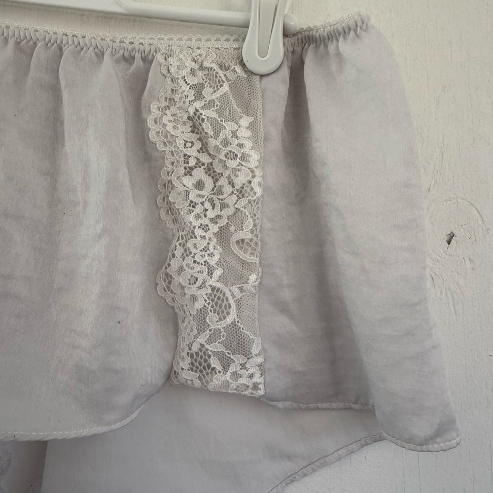 Vintage Style MGT Ivory Lace Trim Tap Shorts Sleep Pajama Bottoms - Size M - Picture 2 of 8